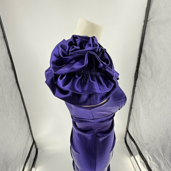 Xscape By Joanna Chen Purple One-Shoulder Gown Size 6 - Picture 6 of 12